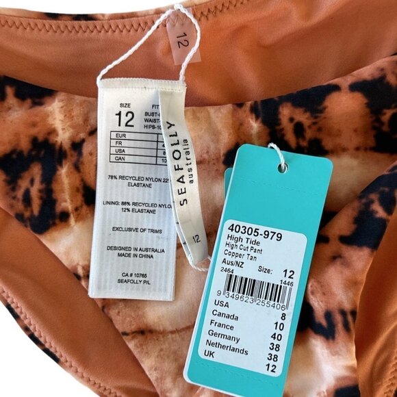 Seafolly Australia Copper Tan High Tide High Cut Pant Swimsuit Bottoms NWT US 8 - Picture 6 of 6